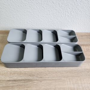 2 Pc DrawerStore Gray Utensil Organizer Compact Small Space Mini Living